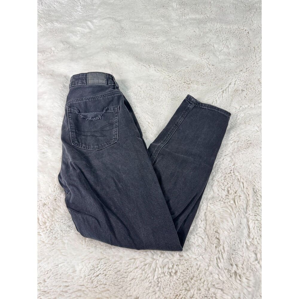 American Eagle Black Distressed Jeans 00 Short Slim Skinny Denim Y2K